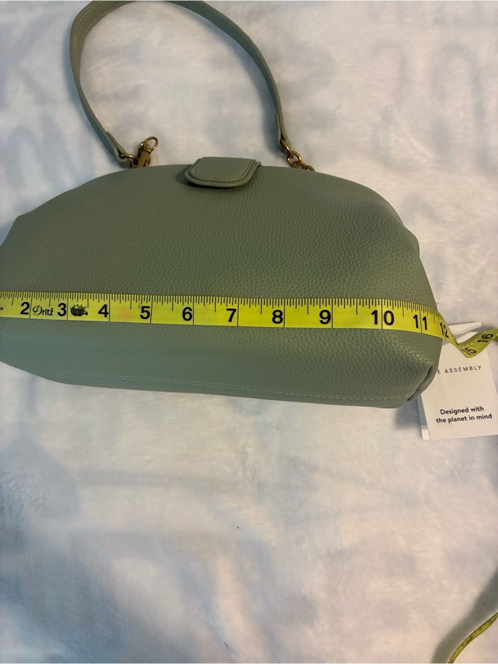 Free Assembly Sage Green Leather Pebbled Top-Handle Women’s Bag - Picture 2 of 7